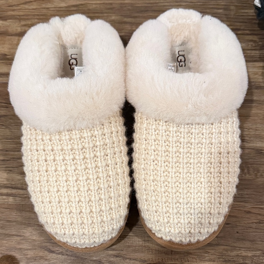 UGG Ivory Knit Slippers